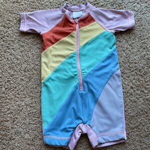Hanna Andersson one piece water Colorful Striped Baby Swimsuit 12-18 months